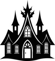 Gothic House Silhouette Eerie and Elegant Depiction of Dark, Timeless Architecture vector