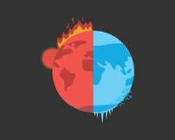 Climate change issue with hot and cold temperature in the world vector