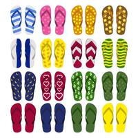 collection of flip flops with different motifs vector