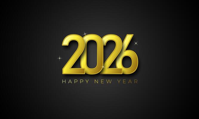 2026 3D Gold text Happy New Year Background Design. Greeting Card, Poster, Banner. Background Design Illustration.