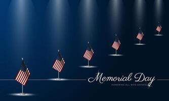 Memorial day background with american flags vector