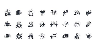 New year icon set...Editable stroke.linear style sign for use web design,logo.Symbol illustration. vector