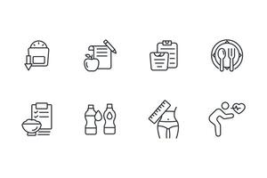 Weight loss icon set...Editable stroke.linear style sign for use web design,logo.Symbol illustration. vector