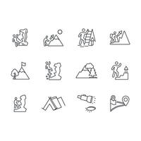 Climbing icon set...Editable stroke.linear style sign for use web design,logo.Symbol illustration. vector