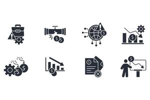 Business failure icon set...Editable stroke.linear style sign for use web design,logo.Symbol illustration. vector