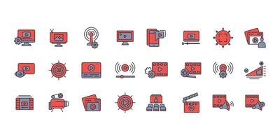 media icon set...Editable stroke.linear style sign for use web design,logo.Symbol illustration. vector