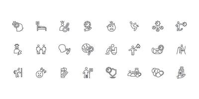 Sickness icon set..Editable stroke.linear style sign for use web design,logo.Symbol illustration. vector