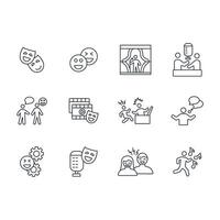 Comedy icon set...Editable stroke.linear style sign for use web design,logo.Symbol illustration. vector