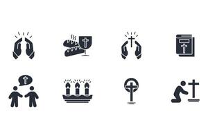 Christianity icon set...Editable stroke.linear style sign for use web design,logo.Symbol illustration. vector