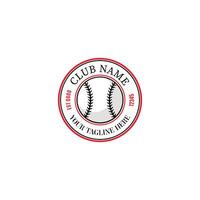 Baseball Club Logo Design with Customizable Text Elements and Red Circular Border vector