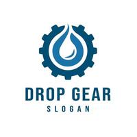 Gear Design Illustration with Simple Water Drop vector