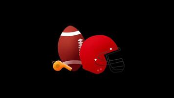 American Football Helmet, Ball And Whistle Icon Animation Loop On Alpha video