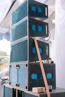 Large sound systems neatly arranged, photo