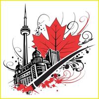 Toronto Skyline Maple Leaf Graphic vector
