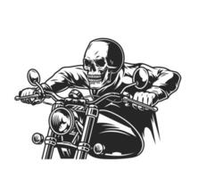 Illustration of a Skeleton Rider on a Motorcycle in a Dynamic Pose vector