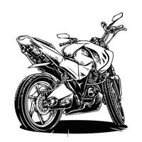 Detailed Black and White Illustration of a Motorcycle in a Dynamic Style vector