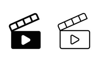 Clapper board icon set. Open and closed movie clapper. movie clapper film clap board. illustration. vector