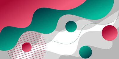 Pink and green geometric business banner design. Creative banner design with wave and line shape as template. Simple design on white horizontal banner. Eps10 vector