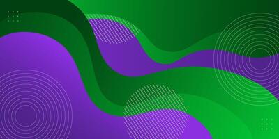 Colorful solid color green and purple geometric business banner design. Creative banner design with wave shape as template. Eps10 vector