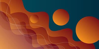 Modern dark green and orange geometric business banner design. Creative banner design with wave and line shape as template. Simple horizontal banner. Eps10 vector