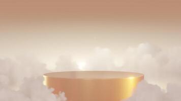 Golden platform with dreamy clouds background video