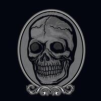 skull in banner graving vector