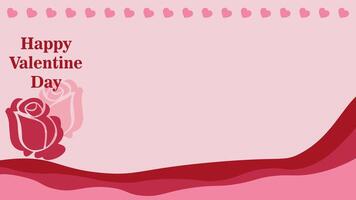 Valentine's Day celebration Graphic Illustration Background, with pink theme, rose flower and pink abstract waves, Copy Space Area. Suitable to be placed on content with that theme. vector
