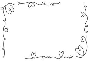 Continuous line drawing. Heart and love hand drawn with rectangle frame for valentine, celebration, event and illustration vector