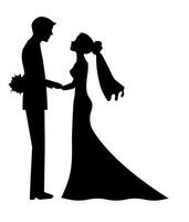 Symbol silhouettes of bride and groom on white background. Symbol wedding for card, web banner etc. illustration EPS 10. vector