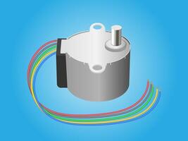 3D Stepper motor isolated on white background. vector