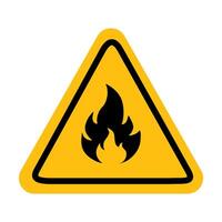 fire warning sign in black color. vector