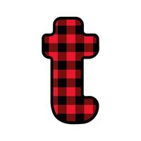 Alphabet number font, red lumberjack plaid pattern t vector