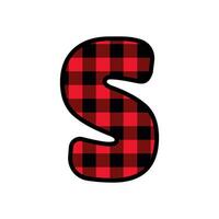 Alphabet number font, red lumberjack plaid pattern s vector