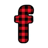 Alphabet number font, red lumberjack plaid pattern f vector