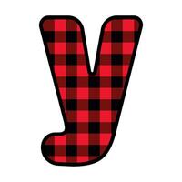 Alphabet number font, red lumberjack plaid pattern y vector