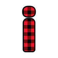 Alphabet number font, red lumberjack plaid pattern i vector