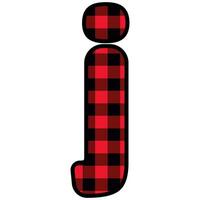 Alphabet number font, red lumberjack plaid pattern j vector
