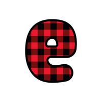 Alphabet number font, red lumberjack plaid pattern e vector