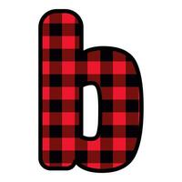 Alphabet number font, red lumberjack plaid pattern b vector