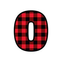 Alphabet number font, red lumberjack plaid pattern o vector