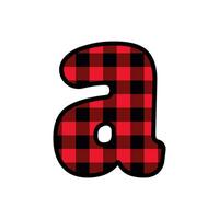 Alphabet number font, red lumberjack plaid pattern a vector