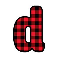 Alphabet number font, red lumberjack plaid pattern d vector