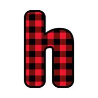 Alphabet number font, red lumberjack plaid pattern h vector