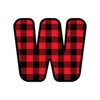 Alphabet number font, red lumberjack plaid pattern w vector