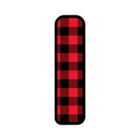 Alphabet number font, red lumberjack plaid pattern l vector