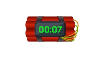 Bomb dynamite and countdown digital clock animation video