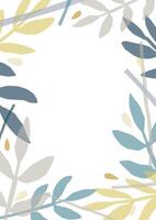 Creative backdrop with frame or border made of colorful translucent foliage of forest trees and plants on white background. Elegant floral decoration. Seasonal flat modern illustration vector