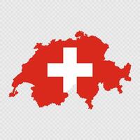Switzerland map silhouette with flag. vector