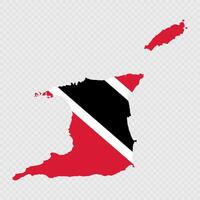 Trinidad and Tobago map silhouette with flag. vector