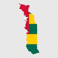 Togo map silhouette with flag. vector